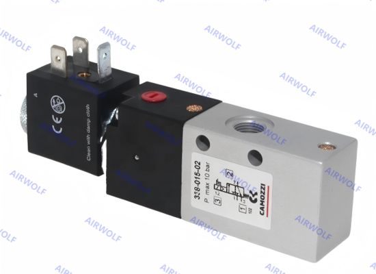 Camozzi 3/2 5/2 Way Solenoid Valve 1/8 1/4 Port 24V DC 230V AC 334-015-02 344-015-02 358-015-02 354-015-02 334-015-02-G77 334-015-02-G7J 334-015-02-G7K 334-015-02-G73 334-015-02-G72 344-015-02-G77