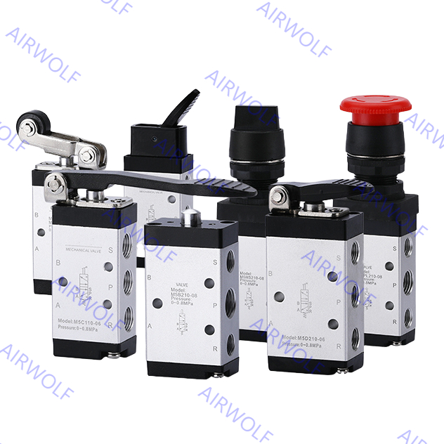 AIRTAC M5 Series 5/2 way Pneumatic Mechanical Control Valve 1/8", 1/4" with 0~1.0MPa Operating Pressure –20~+70℃ Working Temperature Range and Directional Control Function